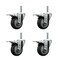 Service Caster 4 Inch Thermoplastic  Rubber Swivel 58 Inch Threaded Stem Caster Set with Total Lock Brake SCC-TSTTL20S414-TPRB-58212-4 - alternate 1